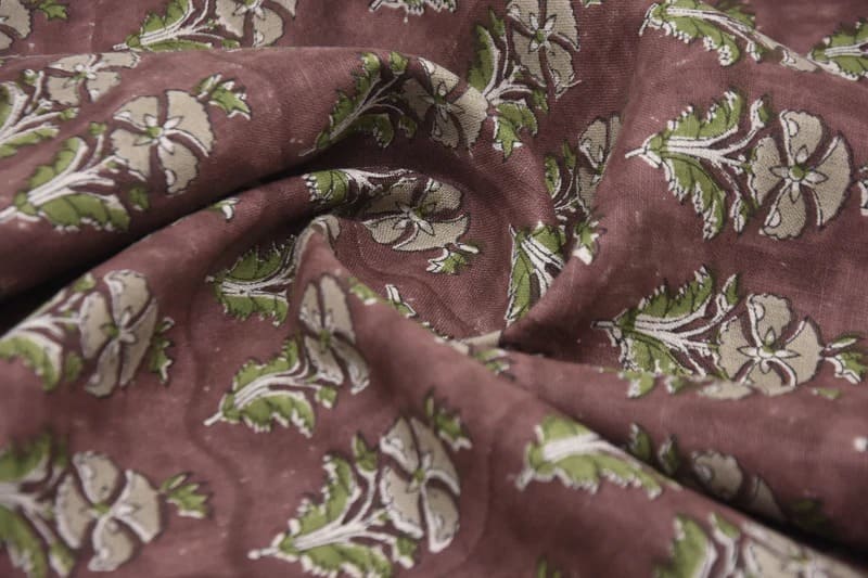 Hand Block Floral Linen Fabric for Cushion Covers – Mormukut