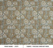Hand Block Floral Viscose Brown Linen Fabric – Jyoti