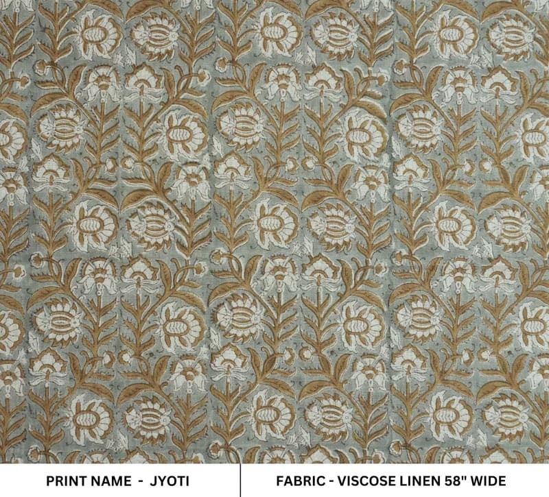 Hand Block Floral Viscose Brown Linen Fabric – Jyoti