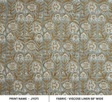 Hand Block Floral Viscose Brown Linen Fabric – Jyoti