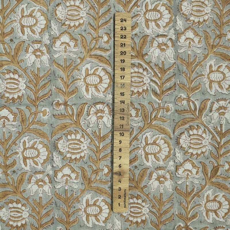 Hand Block Floral Viscose Brown Linen Fabric – Jyoti