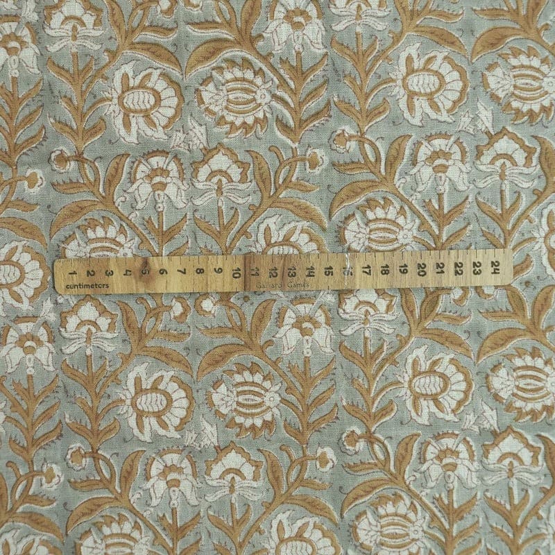 Hand Block Floral Viscose Brown Linen Fabric – Jyoti