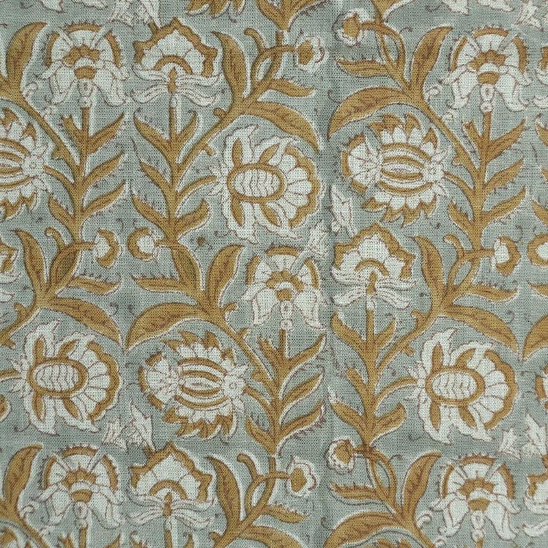 Hand Block Floral Viscose Brown Linen Fabric – Jyoti