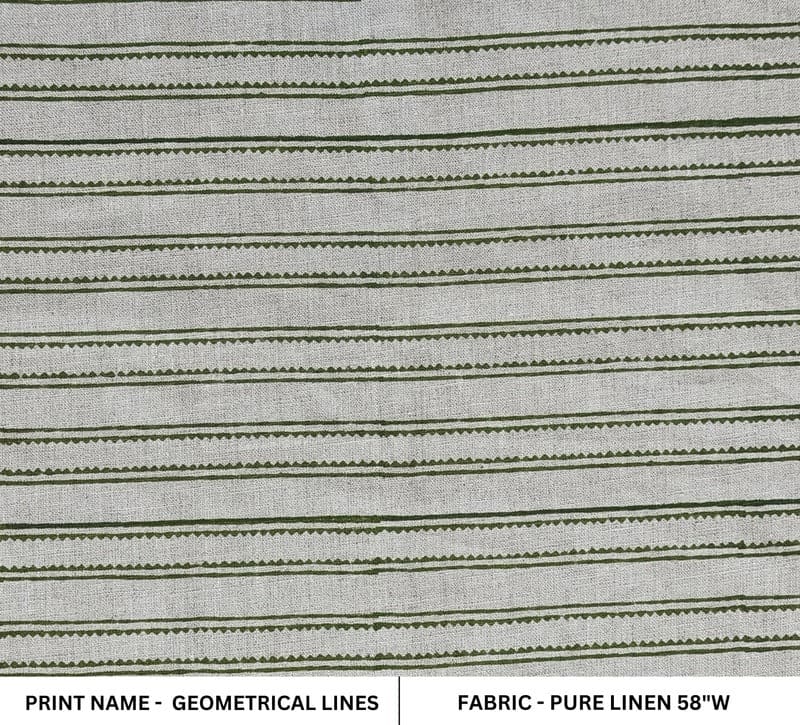 Hand Block Linen Fabric for Home Decor – Geometrical