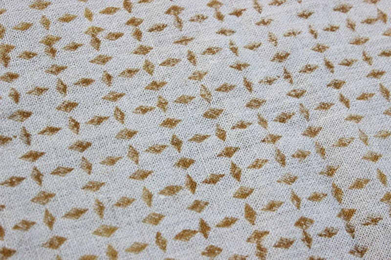 Hand Block Mini Floral Brown Linen Fabric – Diamond
