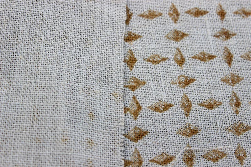 Hand Block Mini Floral Brown Linen Fabric – Diamond