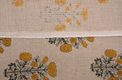 Hand Block Print Mustad & Green Thick Linen Fabric For Home - Swadesh