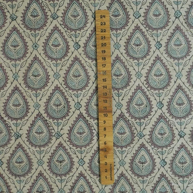 Hand Block Print Linen Fabric for Floral Home Decor- Pan Patti