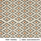 Hand Block Print Duck Canvas Brown & Black Fabric - Pukhraj