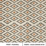 Hand Block Print Duck Canvas Brown & Black Fabric - Pukhraj
