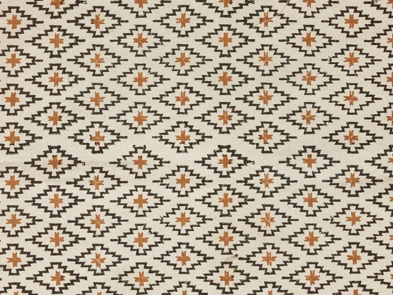 Hand Block Print Duck Canvas Brown & Black Fabric - Pukhraj