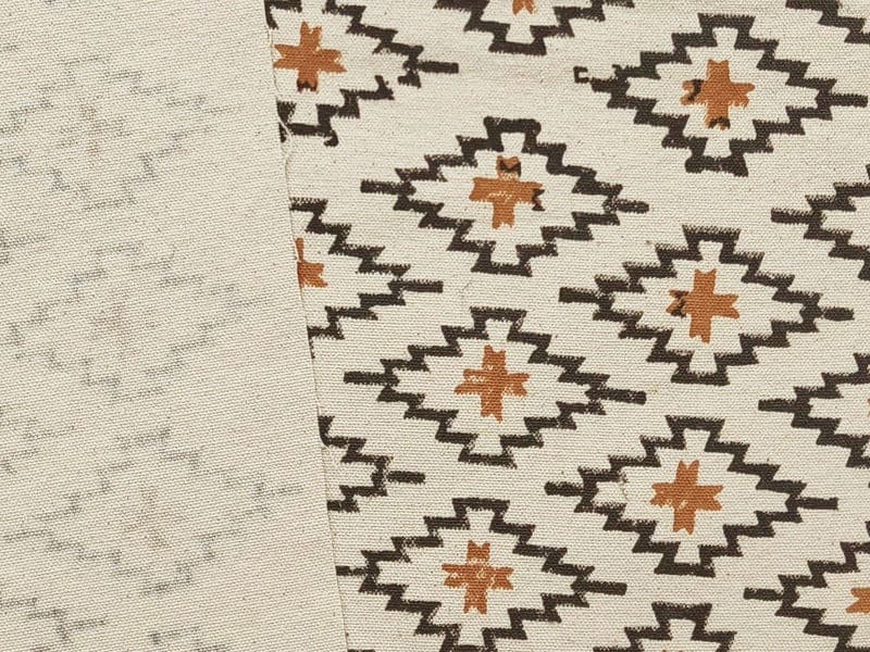 Hand Block Print Duck Canvas Brown & Black Fabric - Pukhraj