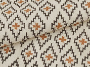 Hand Block Print Duck Canvas Brown & Black Fabric - Pukhraj
