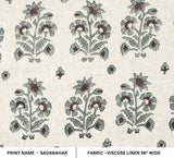 Premium Hand Block Print Gray & Brown Viscos Linen Fabric - Sadabahar