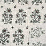 Premium Hand Block Print Gray & Brown Viscos Linen Fabric - Sadabahar