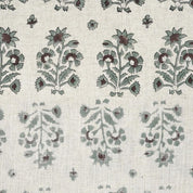 Premium Hand Block Print Gray & Brown Viscos Linen Fabric - Sadabahar
