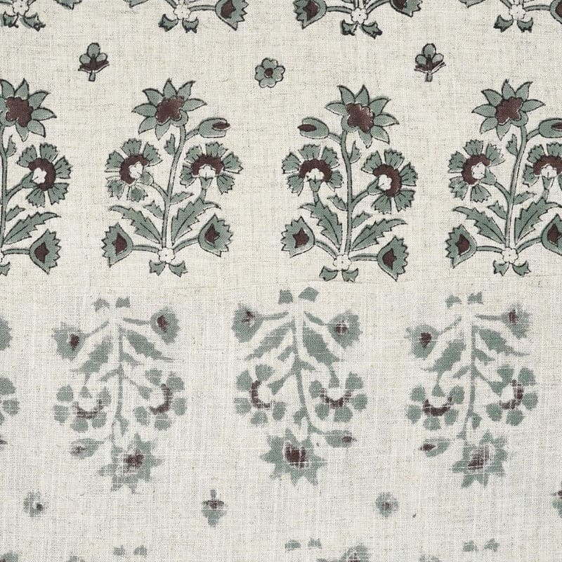 Premium Hand Block Print Gray & Brown Viscos Linen Fabric - Sadabahar