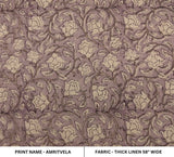 Hand Block Print Beige & Brown Thick Linen Fabric For Decor - Amrit vela