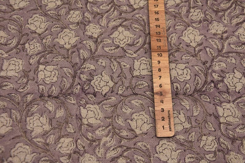 Hand Block Print Beige & Brown Thick Linen Fabric For Decor - Amrit vela