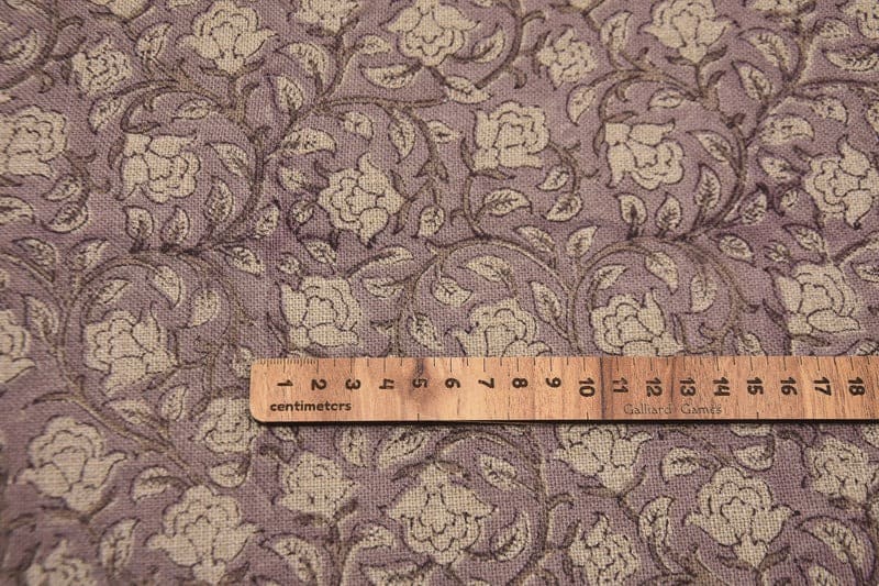 Hand Block Print Beige & Brown Thick Linen Fabric For Decor - Amrit vela