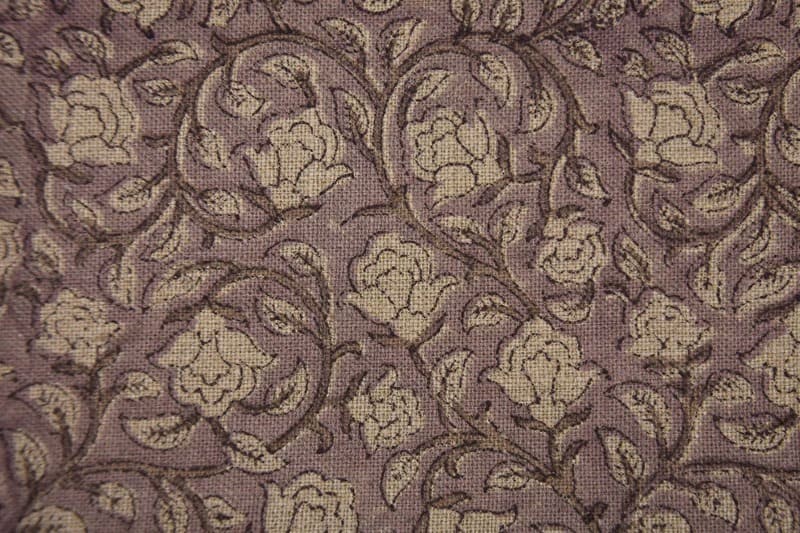 Hand Block Print Beige & Brown Thick Linen Fabric For Decor - Amrit vela