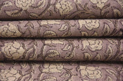 Hand Block Print Beige & Brown Thick Linen Fabric For Decor - Amrit vela