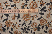 Hand Block Print Black Pure Linen Fabric For Sofa Pillow - Rameshwaram