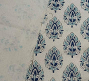 Hand Block Print Blue Duck Canvas Fabric For Cushion - Betel Leaf