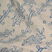 Hand Block Print Blue Linen Fabric For Decorative Home Accents - Kyari
