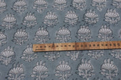 Hand Block Print Blue Pure Linen Fabric For Interior - Chhatri