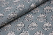 Hand Block Print Blue Pure Linen Fabric For Interior - Chhatri