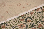 Hand Block Print Brown Floral Thick Linen Fabric - Kundanavan
