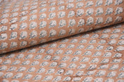 Hand Block Print Brown Mini Floral Duck Canvas Fabric - Mogra Phool