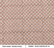 Hand Block Print Brown Mini Floral Duck Canvas Fabric - Mogra Phool
