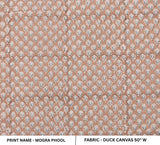 Hand Block Print Brown Mini Floral Duck Canvas Fabric - Mogra Phool