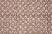 Hand Block Print Brown Mini Floral Duck Canvas Fabric - Mogra Phool
