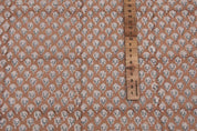 Hand Block Print Brown Mini Floral Duck Canvas Fabric - Mogra Phool