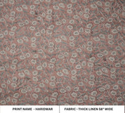 Hand Block Print Brown Thick Linen Fabric For Interior - Haridwar