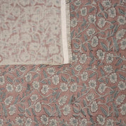 Hand Block Print Brown Thick Linen Fabric For Interior - Haridwar