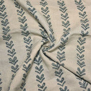 Hand Block Print Dark Gray Thick Linen Sofa Cushion Fabric - Tribal Arrow