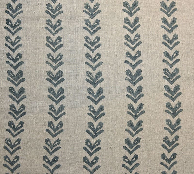 Hand Block Print Dark Gray Thick Linen Sofa Cushion Fabric - Tribal Arrow