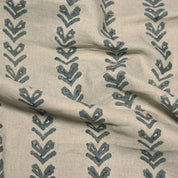 Hand Block Print Dark Gray Thick Linen Sofa Cushion Fabric - Tribal Arrow