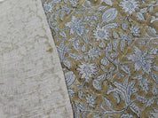 Hand Block Print Dark Green & Gray Fabric For Home Decor - Manikarnika