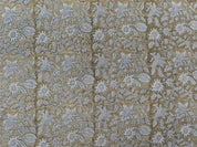 Hand Block Print Dark Green & Gray Fabric For Home Decor - Manikarnika