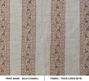 Hand Block Print Visceous Thick Linen Fabric For Drapes - Bela Chameli