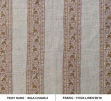 Hand Block Print Visceous Thick Linen Fabric For Drapes - Bela Chameli