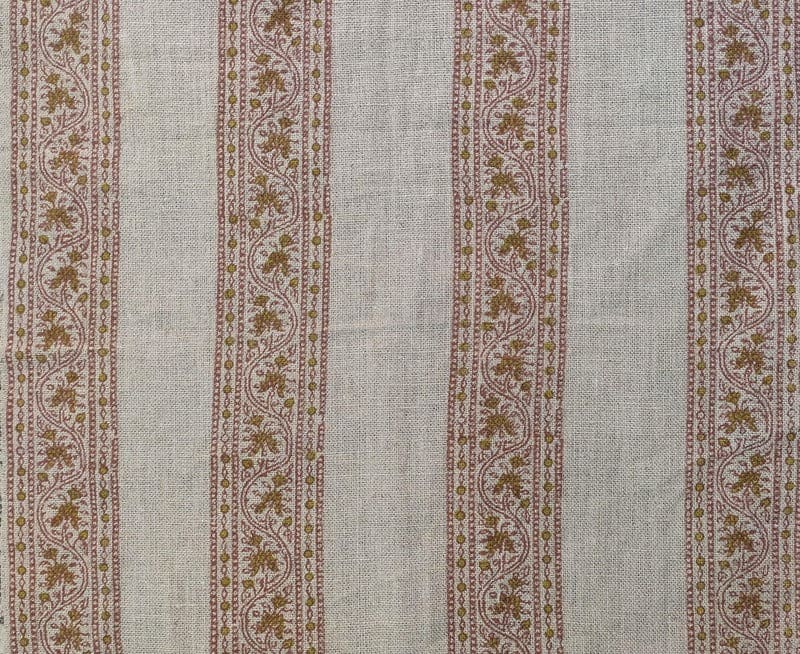 Hand Block Print Visceous Thick Linen Fabric For Drapes - Bela Chameli
