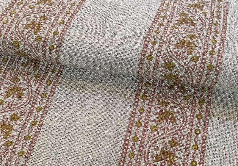 Hand Block Print Visceous Thick Linen Fabric For Drapes - Bela Chameli