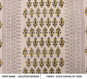 Handmade Block Print Mustard Duck Canvas Fabric – Goldfish Border