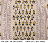 Handmade Block Print Mustard Duck Canvas Fabric – Goldfish Border
